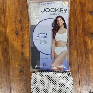 Jockey Elance Cotton Comfort Sz 7 3pk  French cut panties in Black, White,Gray